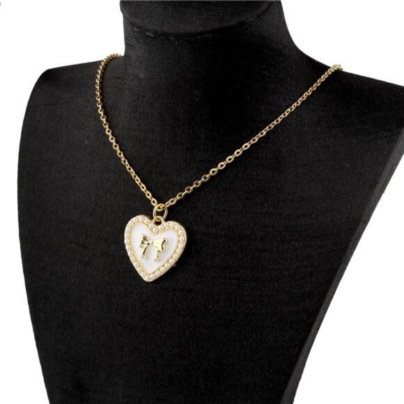 ENSIANTH Coquette Bow Necklaces– Pearl Heart Girly Jewelry for Girls - Picture 2 of 5